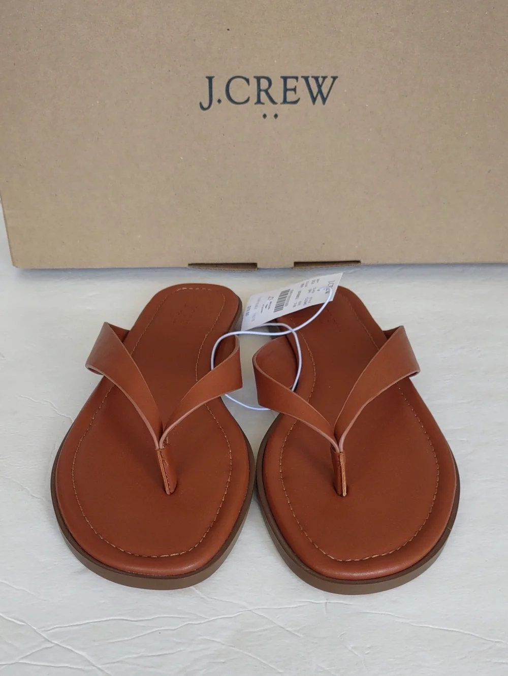 BRAND NEW J. Crew Tan Leathe (SYNTHETIC) THONG SANDAL